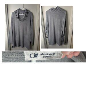 Cable and Gauge Woman PLUS Size 2X Cowl Neck Light weight with hood and pockets